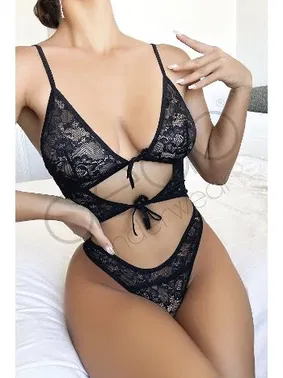 NightLight Bağcıklı Siyah Fantezi Babydoll NightLight 3611