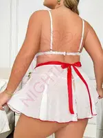 Büyük Beden Erotik Gecelik Hemşire Kostümü NightLight 3635 Beyaz detay görünüm