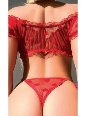 NightLight Kırmızı Transparan Erotik Sütyen Takım Nightlight 3668 - Alternatif Görünüm