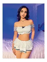 Büstiyer Etekli Erotik Takım NightLight 3673 Beyaz