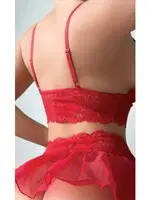 Tütü Etekli Bralet Erotik Sütyen Takım NightLight 3679 Kırmızı detay görünüm