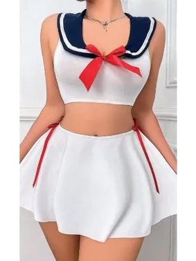 NightLight Kurdelalı Mini Etekli Fantazi Denizci Kostümü NightLight 3680