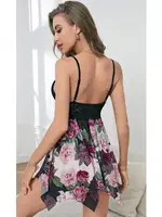 Asimetrik Kesim Çiçekli Erotik Gecelik NightLight 3692 Görsel detay görünüm