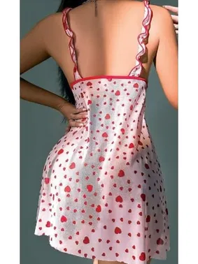 NightLight Fırfırlı Kalpli Erotik Kısa Kadın Gecelik NightLight 3702 - Alternatif Görünüm