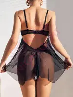 Kurdelalı Erotik Tül Gecelik NightLight 7022 Görsel detay görünüm