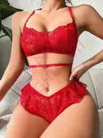 Kırmızı Dantel Fantazi Sütyen Takım NightLight 7034 Görsel