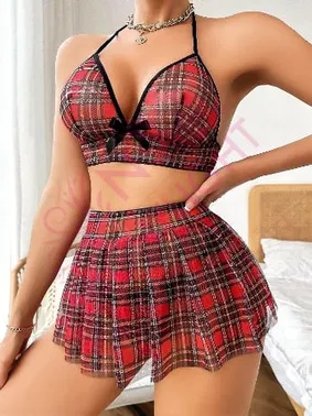 NightLight Ekoseli Boyundan Bağlamalı Erotik Kostüm NightLight 7037