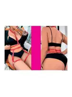 Jartiyer Görünümlü Fantazi Deri Harness NightLight 8095 Kırmızı