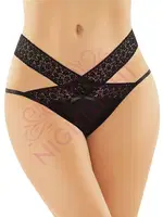 Dantel Çapraz Dantelli Fantezi Kadın Külot NightLight 9153 Siyah