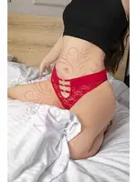 Metal Aksesuarlı Dantel Fantazi Kadın Külot NightLight 9157-1 Kırmızı