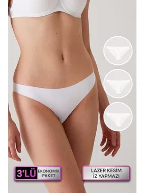 NightLight Lazer Kesim Kadın Slip Külot 3'lü NightLight 9158 - Alternatif Görünüm