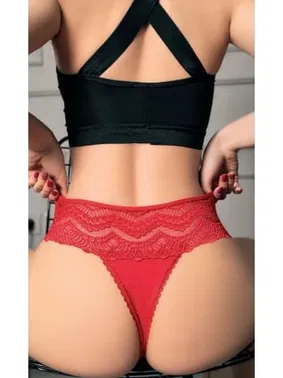 NightLight Kalın Bel Dantelli Battal Beden Erotik Kadın Külot NightLight 9165-1 - Alternatif Görünüm