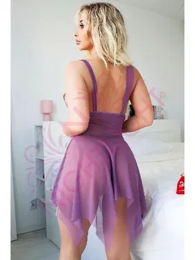 NightLight Dantel Derin Yırtmaçlı Mor Fantazi Gecelik Nightlight 3638-1 - Alternatif Görünüm