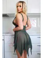 Alt Kısmı Tül Üst Kısmı Dantel Derin Yırtmaçlı Fantazi Gecelik Nightlight 3638-2 detay görünüm