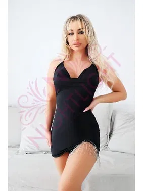 NightLight Bacak Kısmı Boncuk Detaylı Siyah Mini Fantazi Gecelik Nightlight 3641