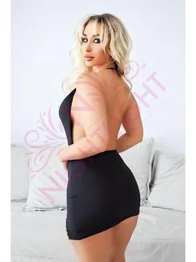 NightLight Bacak Kısmı Boncuk Detaylı Siyah Mini Fantazi Gecelik Nightlight 3641 - Alternatif Görünüm