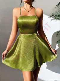 NightLight Derin Sırt Dekolteli Fantazi Yeşil Mini Gecelik Nightlight 3654-2