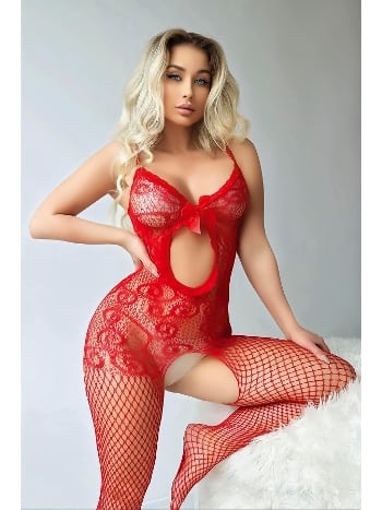 Fiyonklu Özel Bölgesi Açık Fantazi Vücut Çorabı Nightlight 5009-1