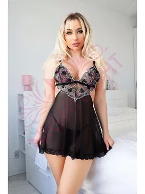 NightLight Göğüs Kısmı İşlemeli Eteği Fırfırlı Fantazi Mini Gecelik Nightlight 3643