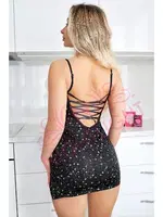 Göğüs Kısmı Peluş Yıldız Desenli Mini Seksi Gecelik Nightlight 1073 Görsel detay görünüm