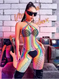 NightLight Gökkuşağı Renkli Fantazi Vücut Çorabı Nightlight 5001