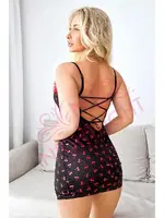 Kiraz Desenli Peluş Detaylı Mini Fantazi Gecelik Nightlight 1085 detay görünüm