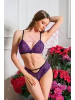 Lastikli Dantel Fantazi Sütyen Külot Takım Nightlight 3661 Mor