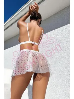 NightLight Nightlight Yıldız Desenli Beyaz Fantazi Mini Gecelik 3616 - Alternatif Görünüm