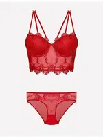 Nurteks 4491 Dolgulu Destekli Sütyen Takım Kırmızı görsel 4