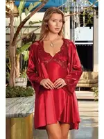 Nurteks 5344 Saten Kimono Takım Bordo