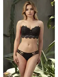 Nurteks Nurteks Destekli Sütyen Külot Takım Push Up Siyah 4584