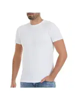 O-Yaka Kısa Kollu Beyaz Likralı Erkek T-Shirt Yıldız 90 Beyaz