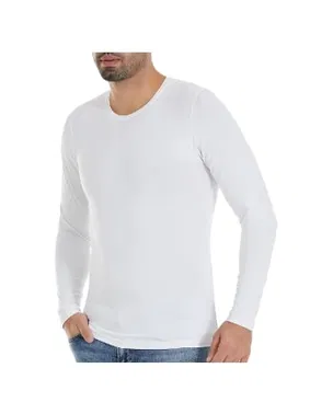 Yıldız Çamaşır O-Yaka Uzun Kollu Bambu Erkek Beyaz T-Shirt Yıldız 495