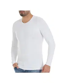 Yıldız Çamaşır O-Yaka Uzun Kollu Bambu Erkek Beyaz T-Shirt Yıldız 495