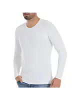 O-Yaka Uzun Kollu Bambu Erkek Beyaz T-Shirt Yıldız 495 Beyaz