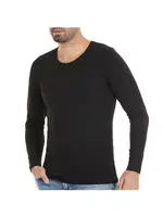 O-Yaka Uzun Kollu Modal Erkek Siyah T-Shirt Yıldız 386 Siyah