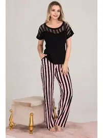 Lady Omuzları Tül Kısa Kollu Pijama Takımı Lady 12549