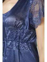 Önden Bağlamalı Saten Dantelli 3Lü Şort Sabahlık Takım Pierre Cardin 2480 Lacivert görsel 31