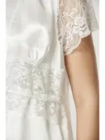 Önden Bağlamalı Saten Dantelli 3Lü Şort Sabahlık Takım Pierre Cardin 2480 Ekru görsel 27