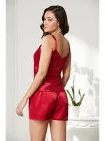 Önden Bağlamalı Saten Dantelli 3Lü Şort Sabahlık Takım Pierre Cardin 2480 Kırmızı görsel 22