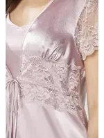 Önden Bağlamalı Saten Dantelli 3Lü Şort Sabahlık Takım Pierre Cardin 2480 görsel 19