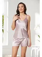 Önden Bağlamalı Saten Dantelli 3Lü Şort Sabahlık Takım Pierre Cardin 2480 görsel 17