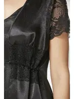 Önden Bağlamalı Saten Dantelli 3Lü Şort Sabahlık Takım Pierre Cardin 2480 Siyah görsel 13