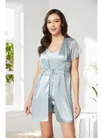 Önden Bağlamalı Saten Dantelli 3Lü Şort Sabahlık Takım Pierre Cardin 2480