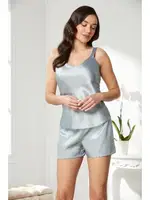 Önden Bağlamalı Saten Dantelli 3Lü Şort Sabahlık Takım Pierre Cardin 2480 görsel 4