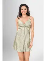 Önden Düğümlü 2 Li Kısa Sabahlık Gecelik Takımı Ahu Loriva 1938 Yeşil farklı açı