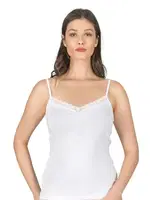 Önü Büzgülü Dantelli Likralı Pamuklu İp Askılı Kadın Penye Atlet Özkan 3167  Beyaz