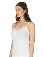 Önü Büzgülü Dantelli Likralı Pamuklu İp Askılı Kadın Penye Atlet Özkan 3167  Beyaz farklı açı