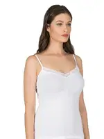 Önü Büzgülü Dantelli Likralı Pamuklu İp Askılı Kadın Penye Atlet Özkan 3167  Beyaz görsel 4