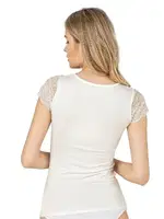 Önü Dantel Detaylı V Yaka Kadın Pamuklu Modal Esnek Yumuşak Atlet Özkan 26947  Ekru görsel 6
